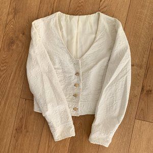 Vintage Floral Quilted Cream button up top—